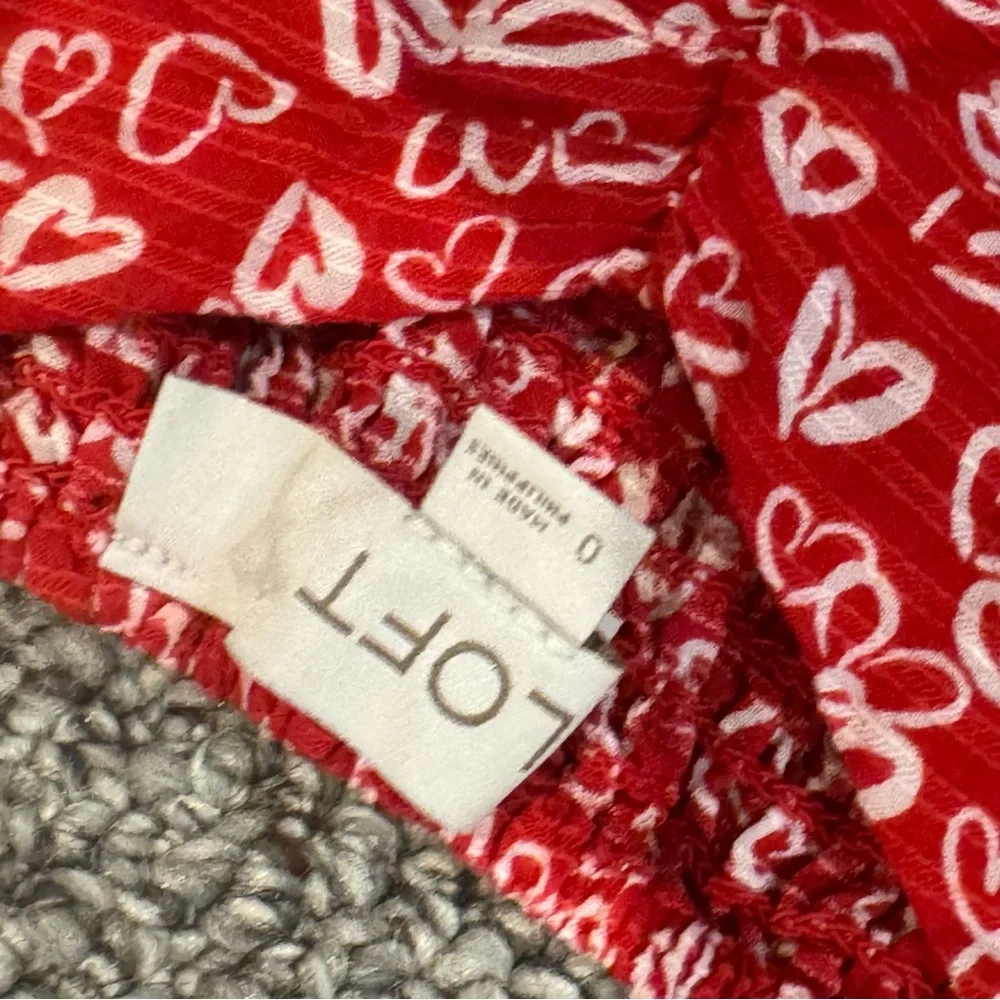 LOFT Red Top with White Heart Print - Picture 8 of 10